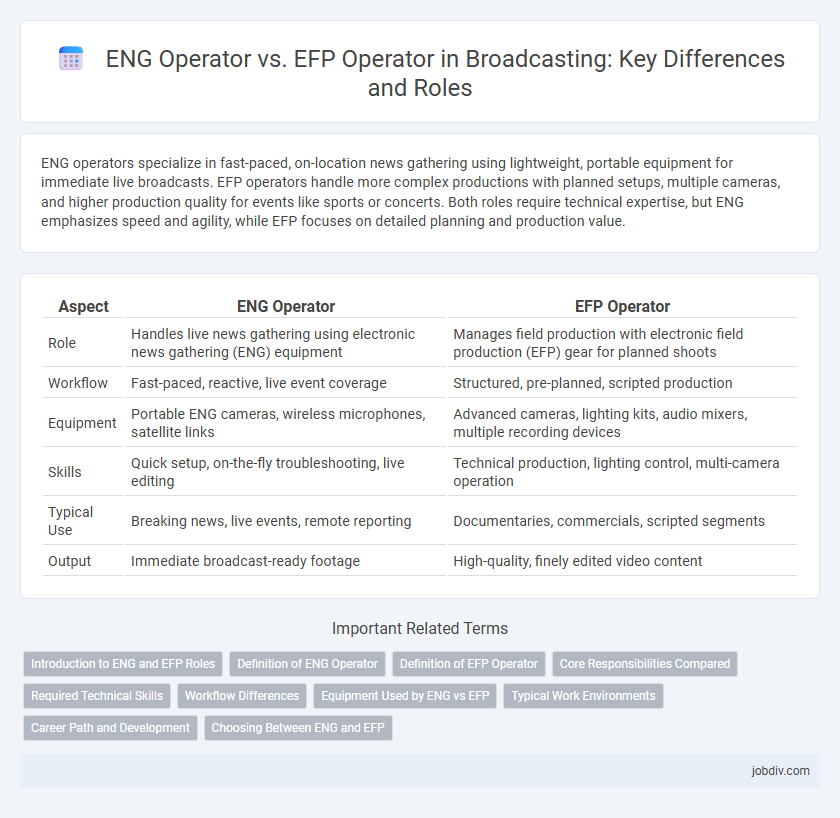 ENG Operator vs. EFP Operator in Broadcasting: Key Differences and Roles