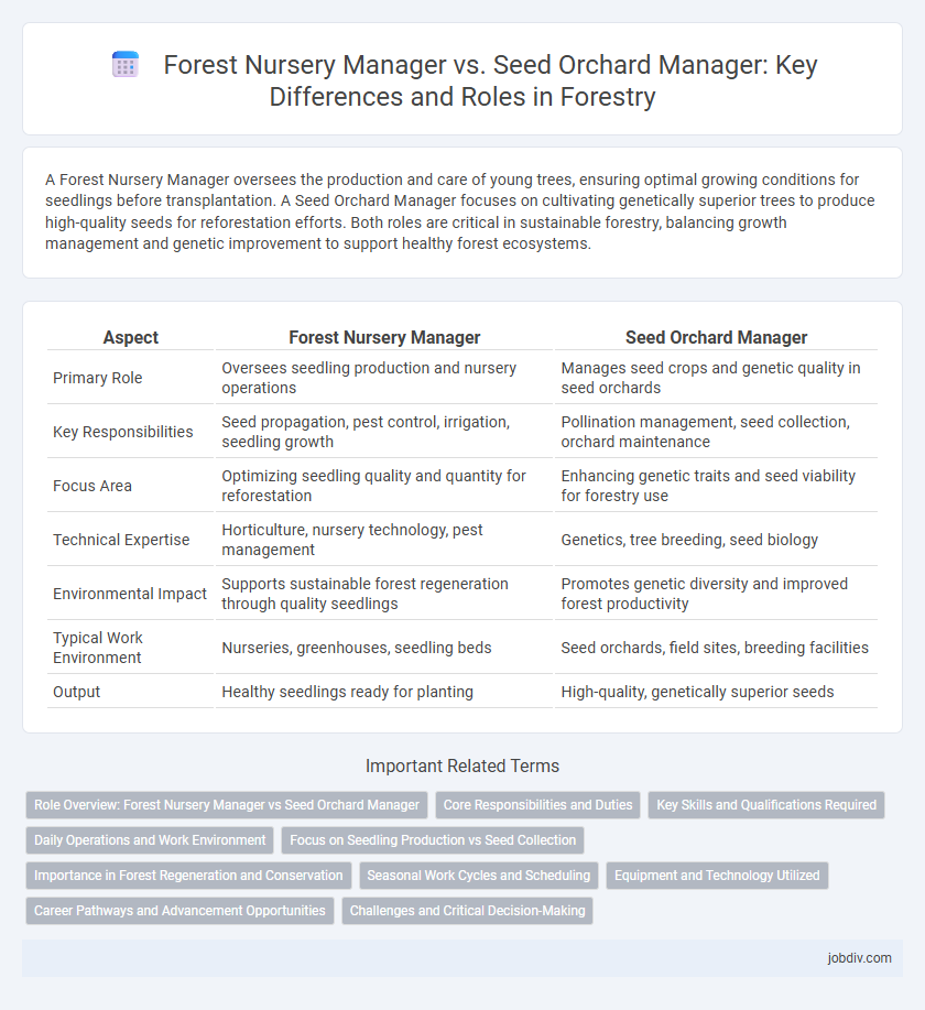 Forest Nursery Manager vs. Seed Orchard Manager: Key Differences and Roles in Forestry