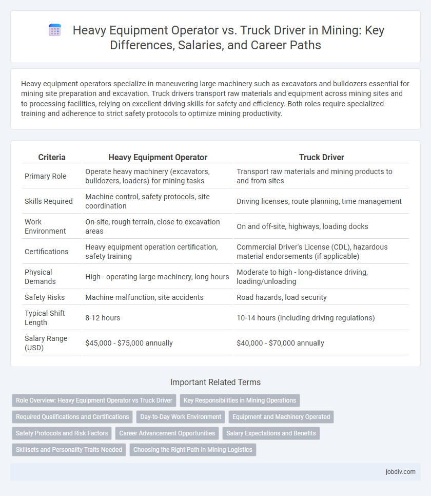 Heavy Equipment Operator vs. Truck Driver in Mining: Key Differences, Salaries, and Career Paths