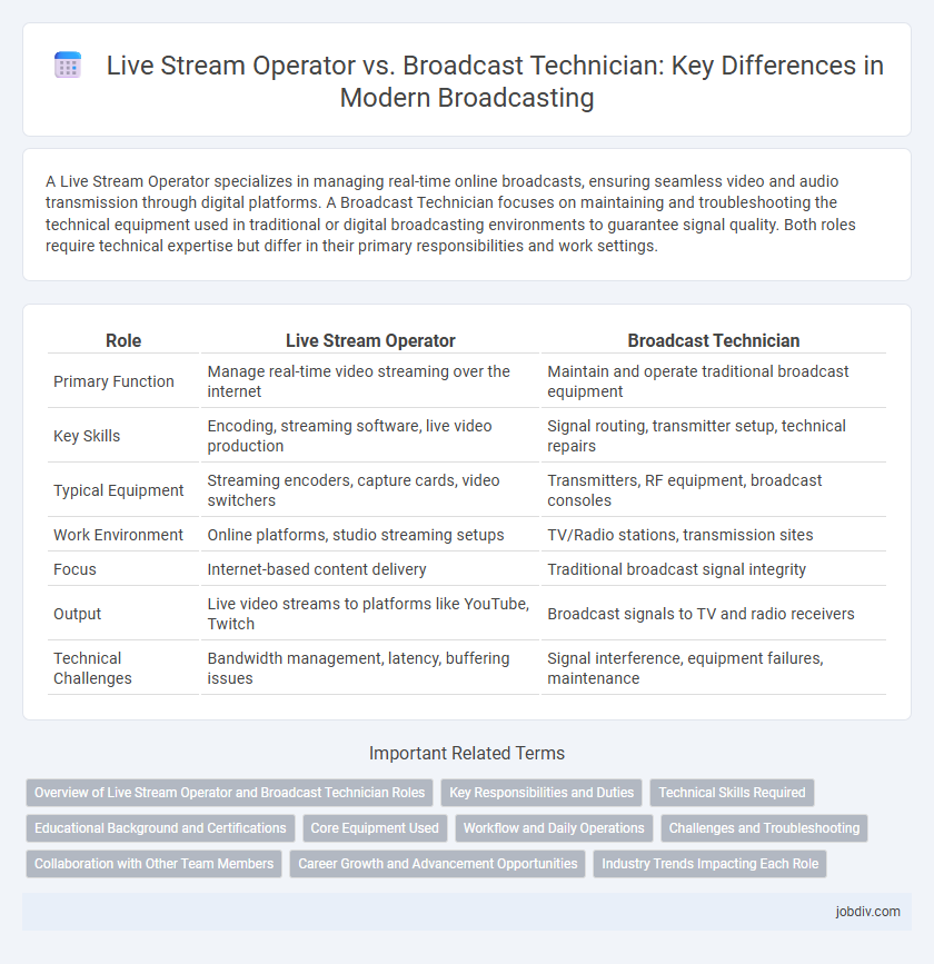 Live Stream Operator vs. Broadcast Technician: Key Differences in Modern Broadcasting