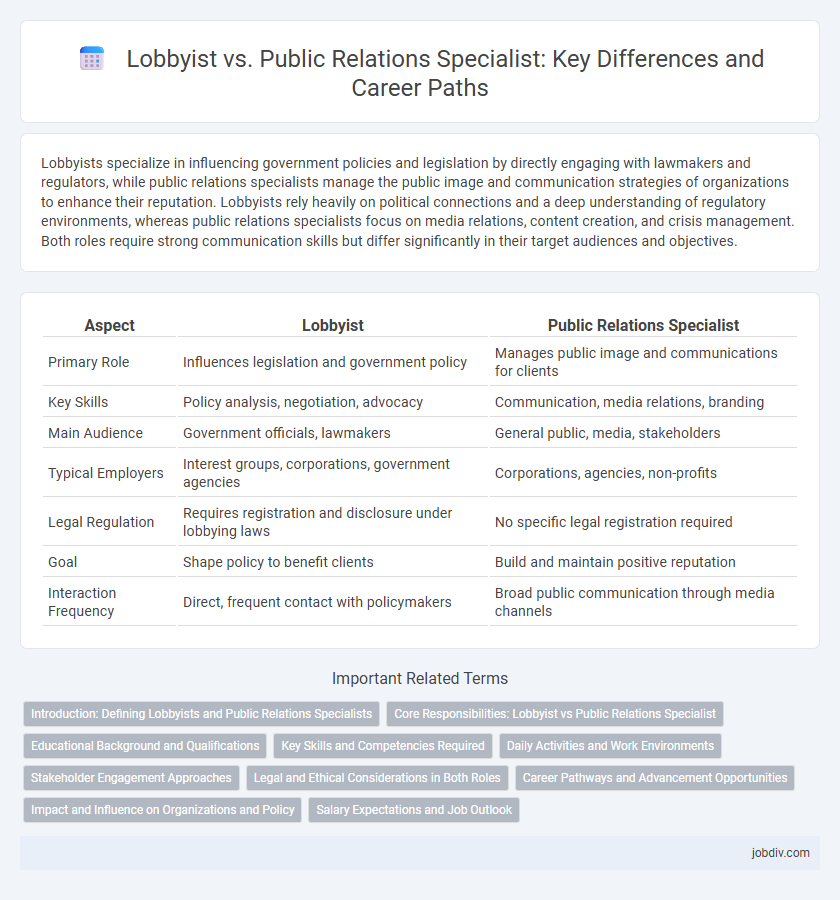 Lobbyist vs. Public Relations Specialist: Key Differences and Career Paths