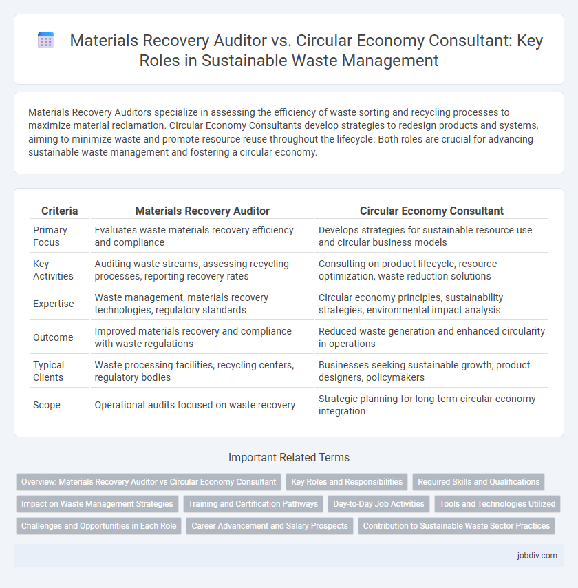 Materials Recovery Auditor vs. Circular Economy Consultant: Key Roles in Sustainable Waste Management