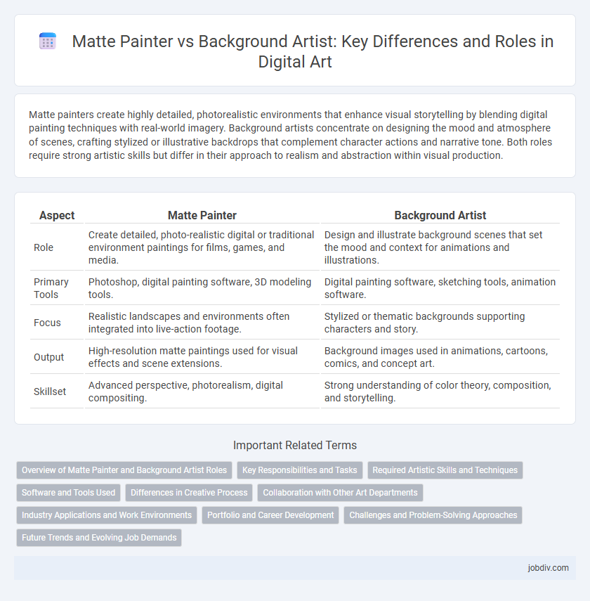 Matte Painter vs Background Artist: Key Differences and Roles in Digital Art
