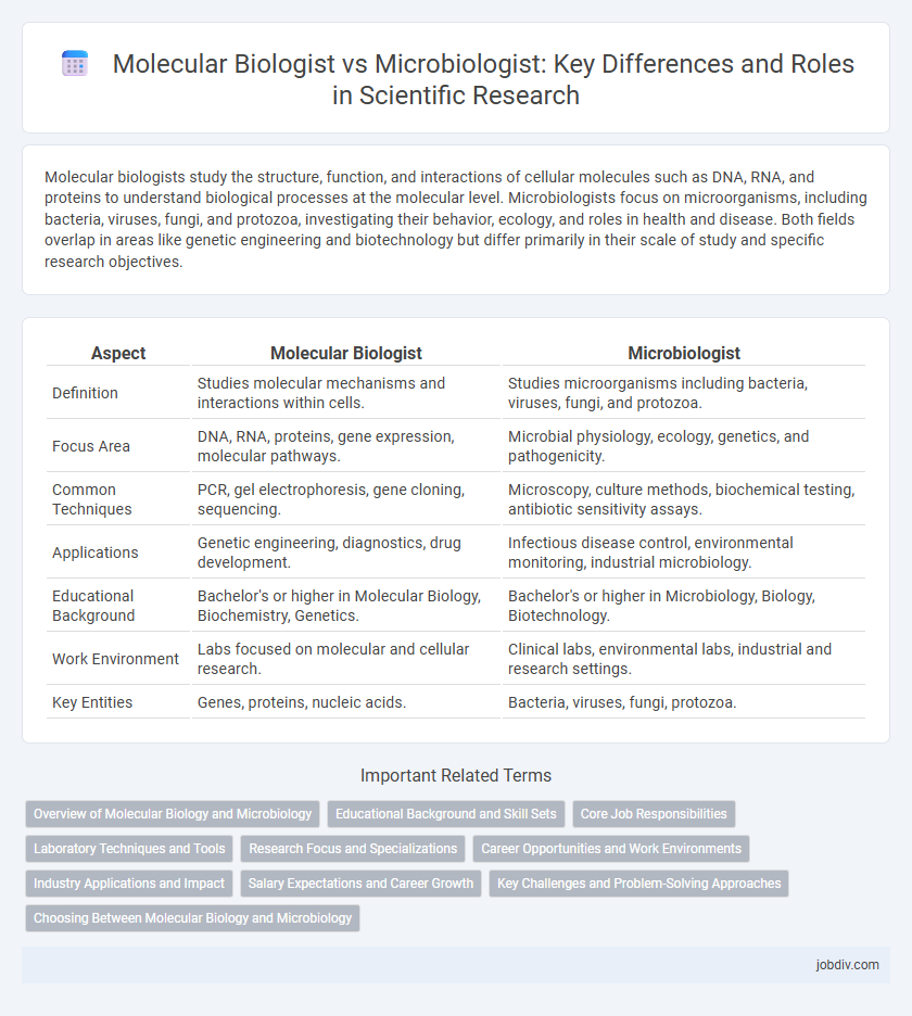 Molecular Biologist vs Microbiologist: Key Differences and Roles in Scientific Research