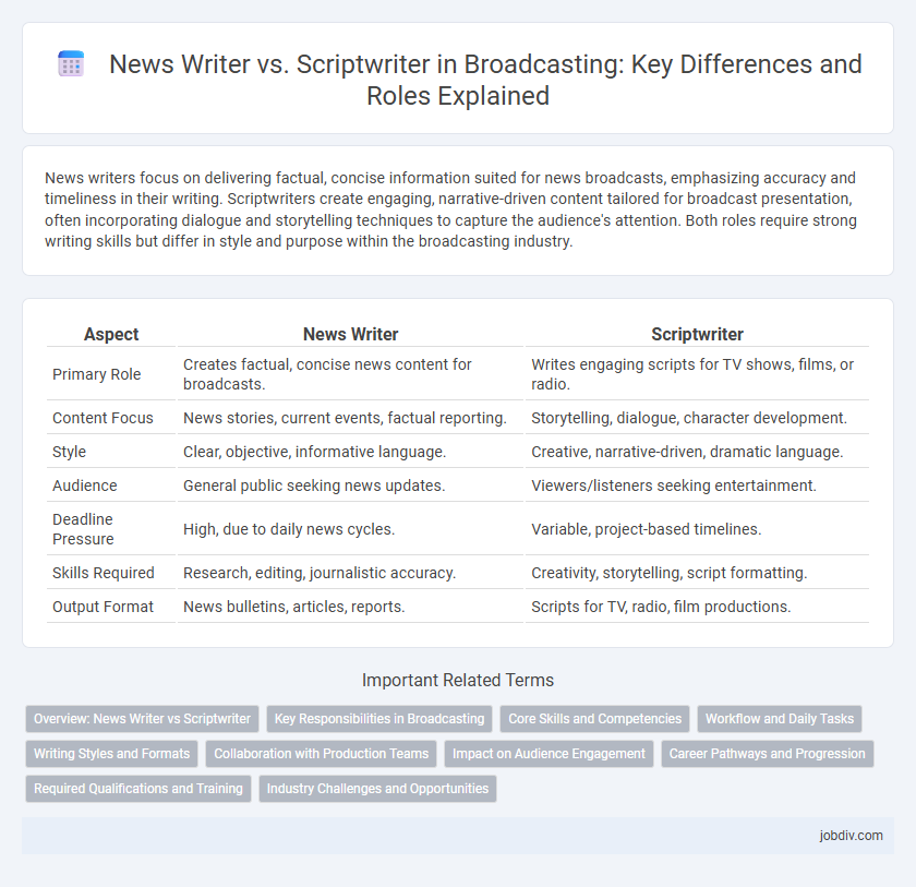 News Writer vs. Scriptwriter in Broadcasting: Key Differences and Roles Explained