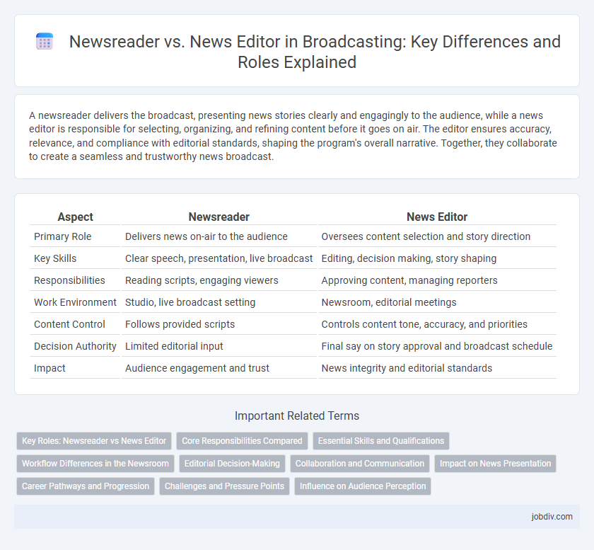 Newsreader vs. News Editor in Broadcasting: Key Differences and Roles Explained