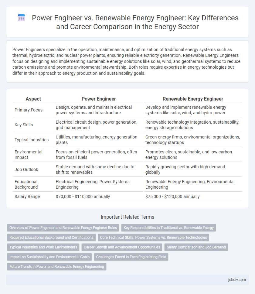 Power Engineer vs. Renewable Energy Engineer: Key Differences and Career Comparison in the Energy Sector