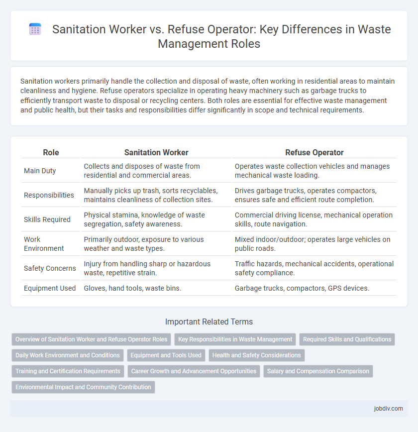 Sanitation Worker vs. Refuse Operator: Key Differences in Waste Management Roles
