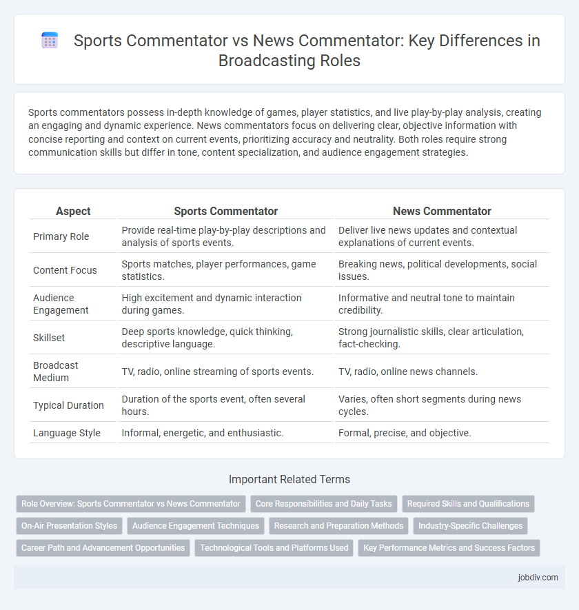 Sports Commentator vs News Commentator: Key Differences in Broadcasting Roles
