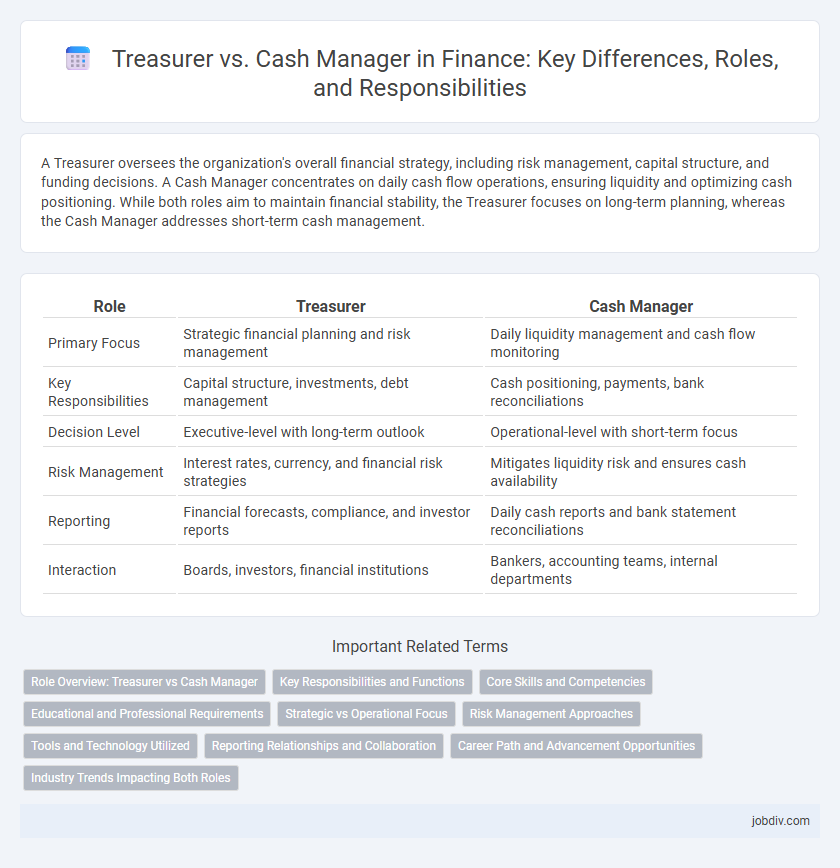 Treasurer vs. Cash Manager in Finance: Key Differences, Roles, and Responsibilities