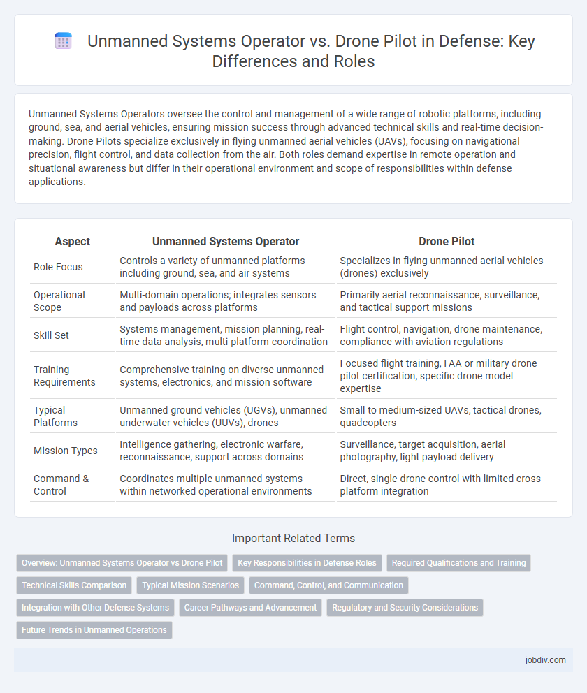 Unmanned Systems Operator vs. Drone Pilot in Defense: Key Differences and Roles