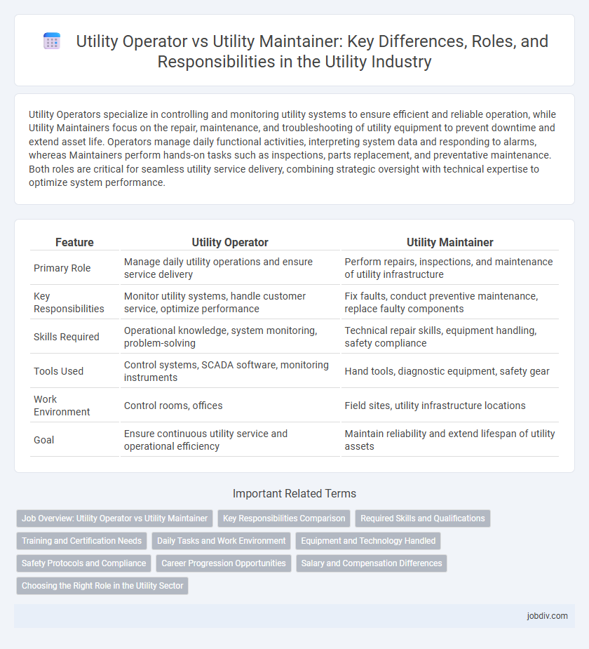 Utility Operator vs Utility Maintainer: Key Differences, Roles, and Responsibilities in the Utility Industry