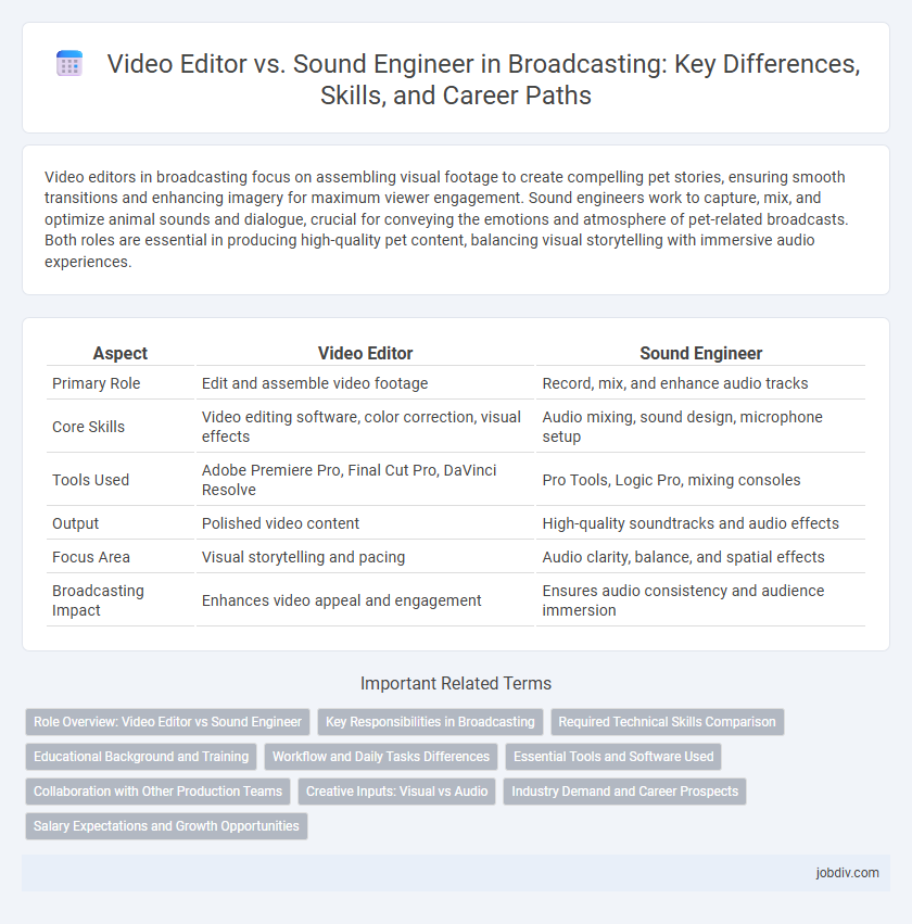 Video Editor vs. Sound Engineer in Broadcasting: Key Differences, Skills, and Career Paths