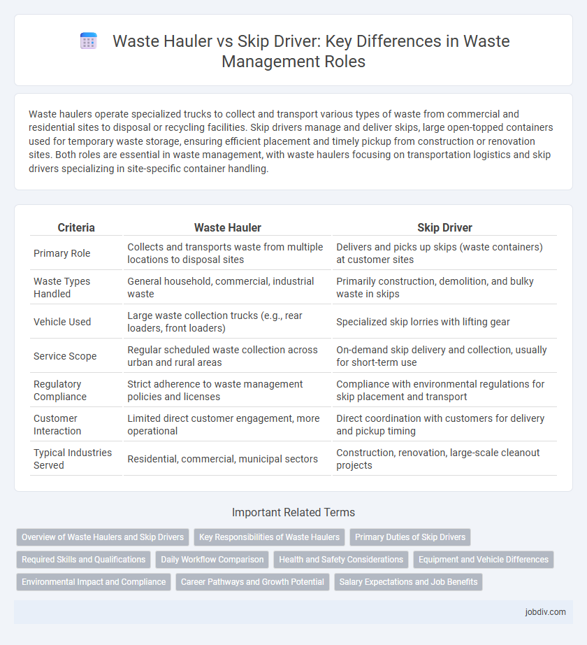 Waste Hauler vs Skip Driver: Key Differences in Waste Management Roles