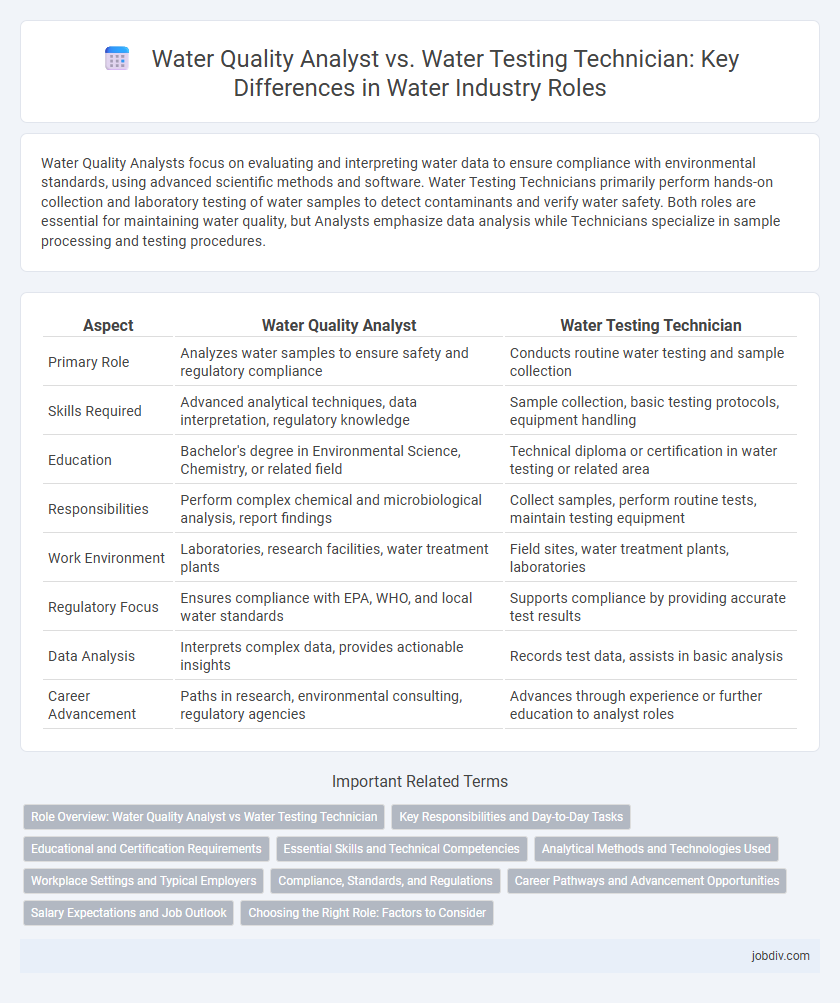 Water Quality Analyst vs. Water Testing Technician: Key Differences in Water Industry Roles