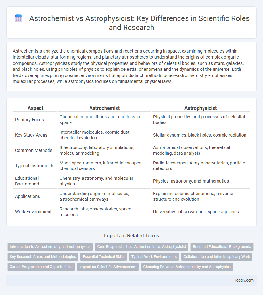 Astrochemist vs Astrophysicist: Key Differences in Scientific Roles and Research