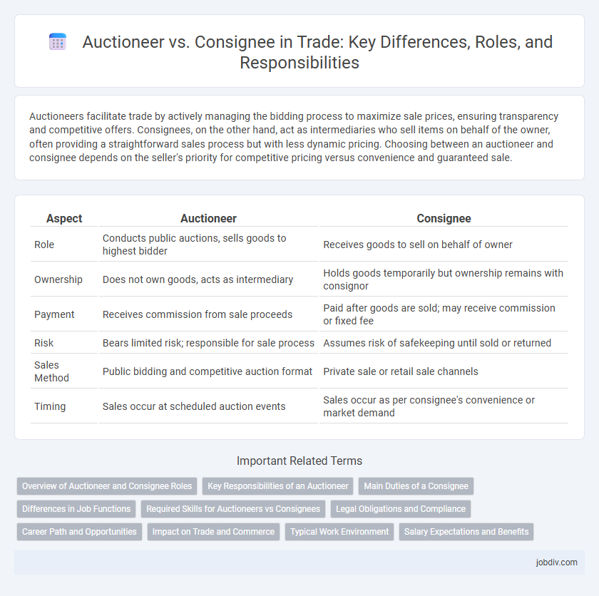 Auctioneer vs. Consignee in Trade: Key Differences, Roles, and Responsibilities