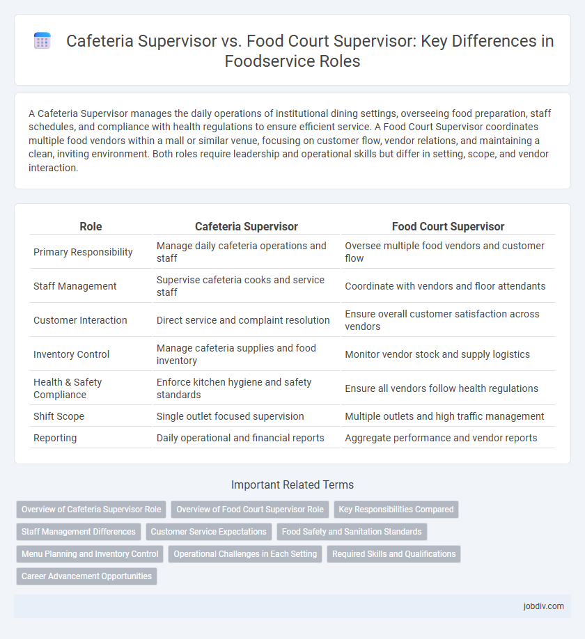 Cafeteria Supervisor vs. Food Court Supervisor: Key Differences in Foodservice Roles