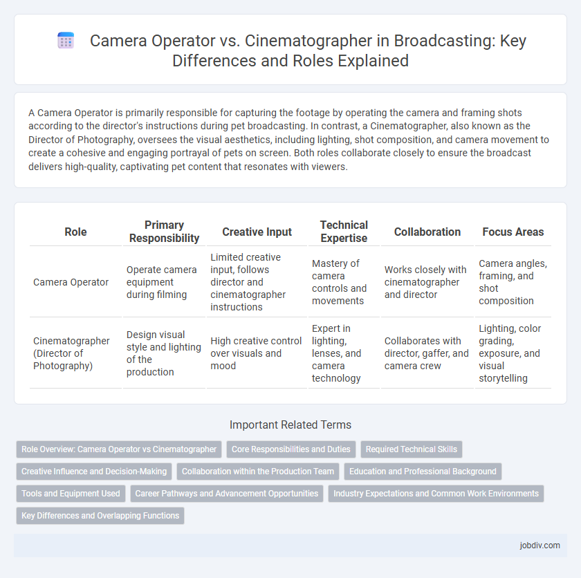 Camera Operator vs. Cinematographer in Broadcasting: Key Differences and Roles Explained