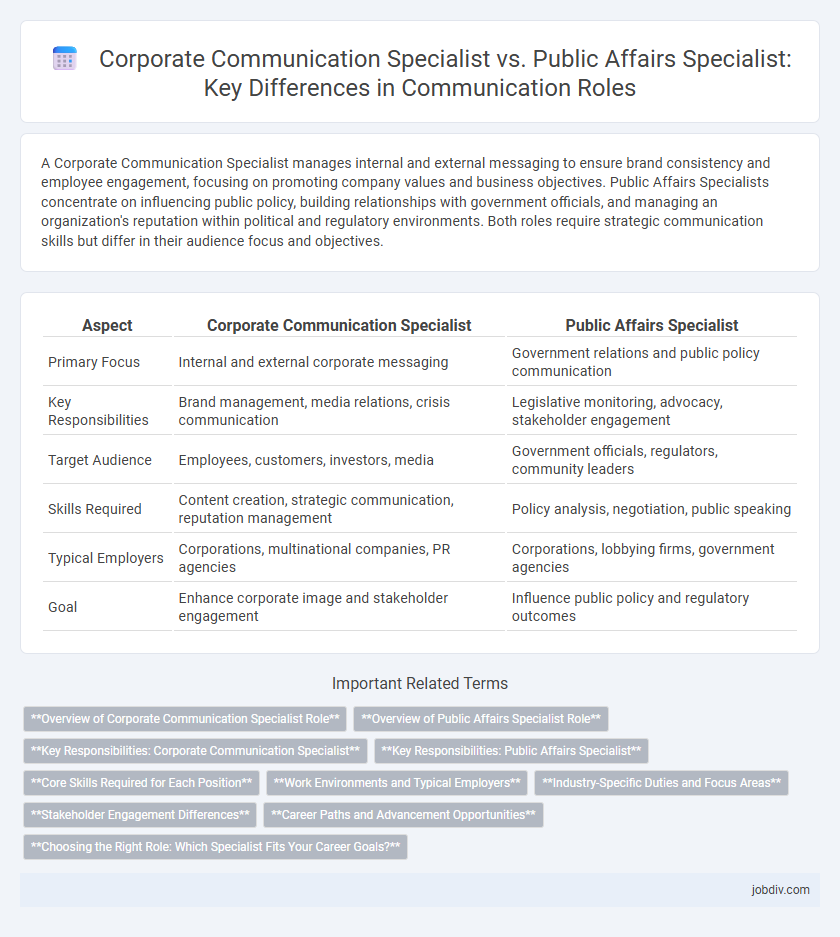 Corporate Communication Specialist vs. Public Affairs Specialist: Key Differences in Communication Roles