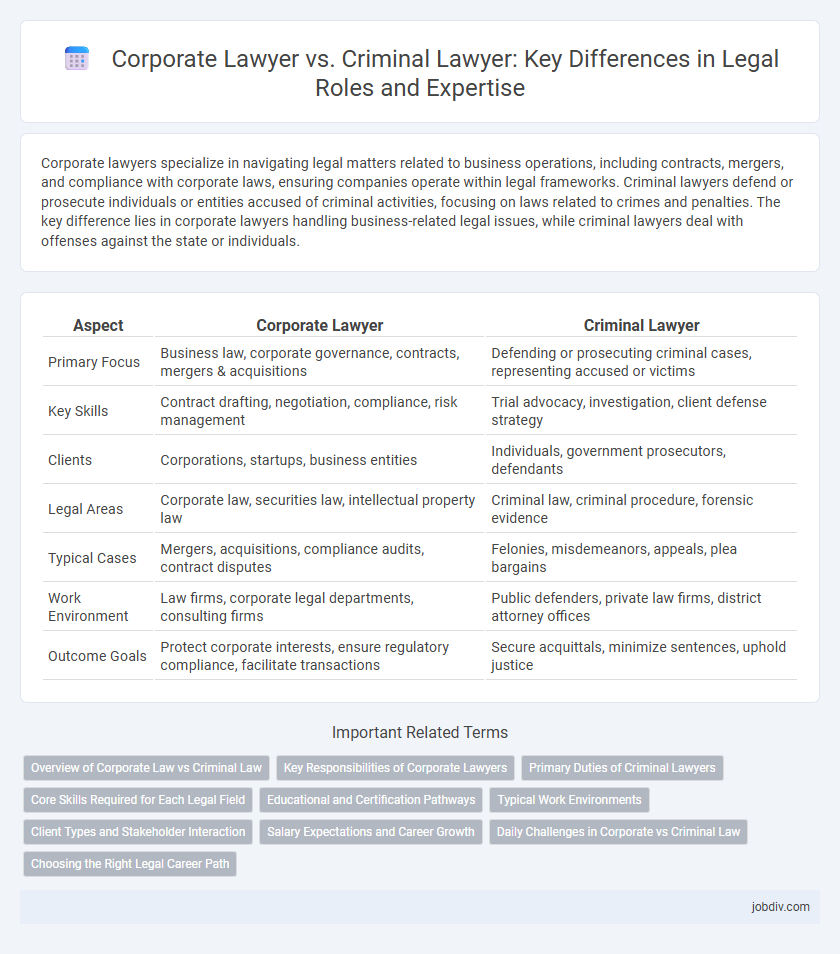 Corporate Lawyer vs. Criminal Lawyer: Key Differences in Legal Roles and Expertise