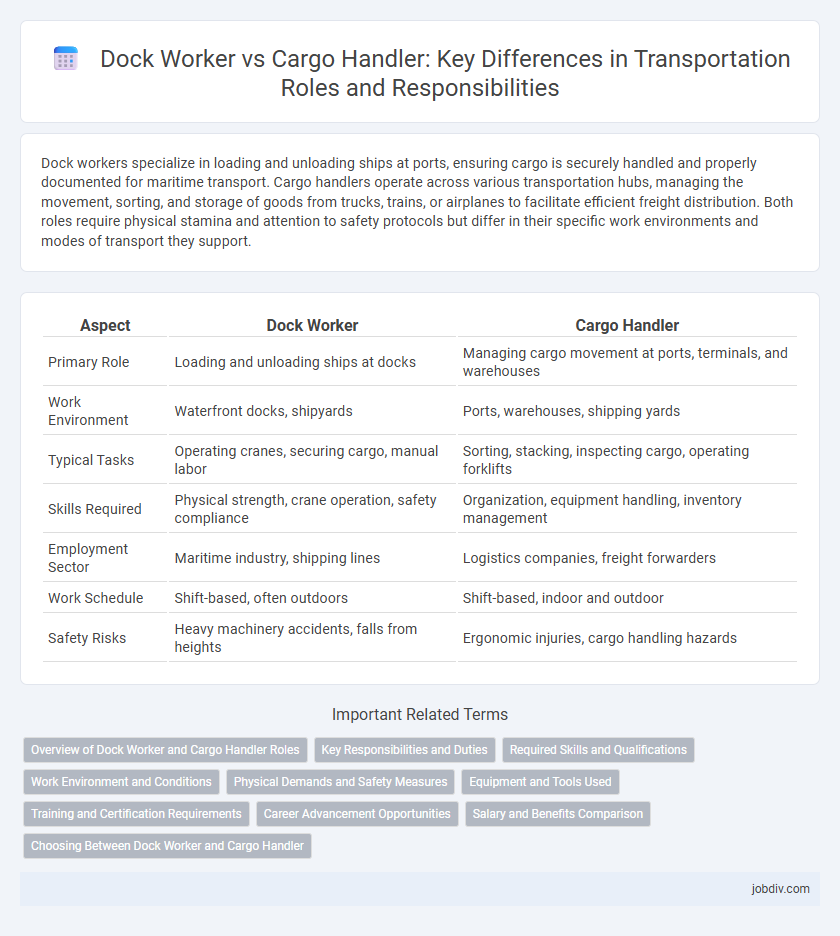 Dock Worker vs Cargo Handler: Key Differences in Transportation Roles and Responsibilities
