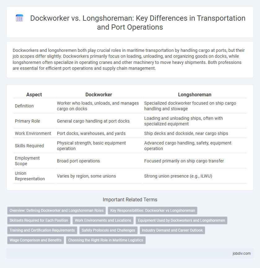 Dockworker vs. Longshoreman: Key Differences in Transportation and Port Operations