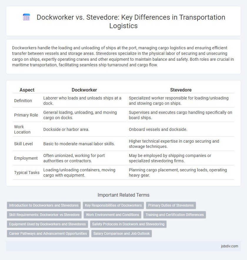 Dockworker vs. Stevedore: Key Differences in Transportation Logistics