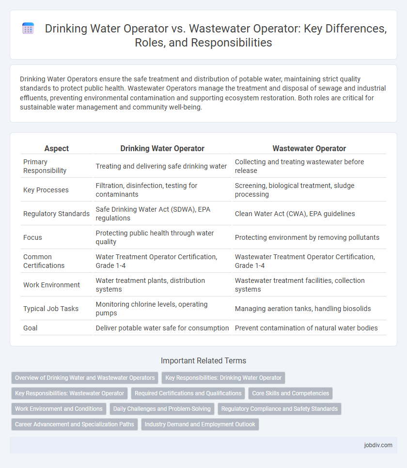 Drinking Water Operator vs. Wastewater Operator: Key Differences, Roles, and Responsibilities