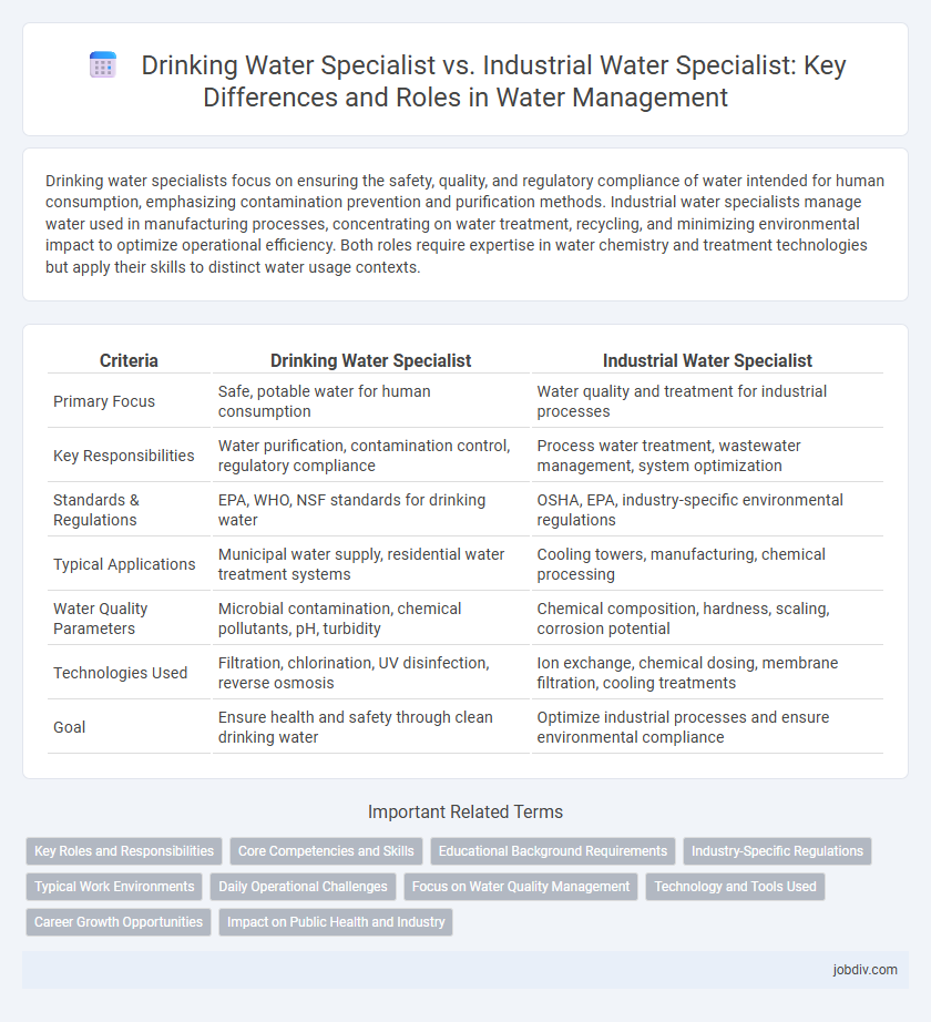 Drinking Water Specialist vs. Industrial Water Specialist: Key Differences and Roles in Water Management