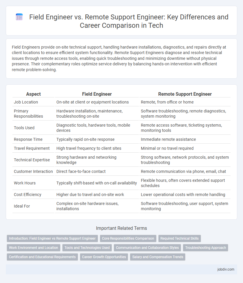 Field Engineer vs. Remote Support Engineer: Key Differences and Career Comparison in Tech