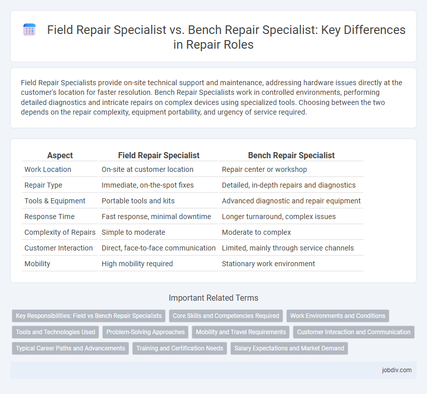 Field Repair Specialist vs. Bench Repair Specialist: Key Differences in Repair Roles