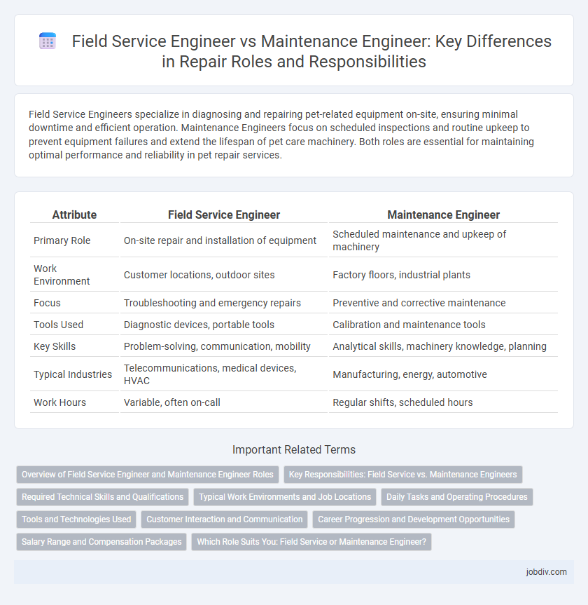 Field Service Engineer vs Maintenance Engineer: Key Differences in Repair Roles and Responsibilities