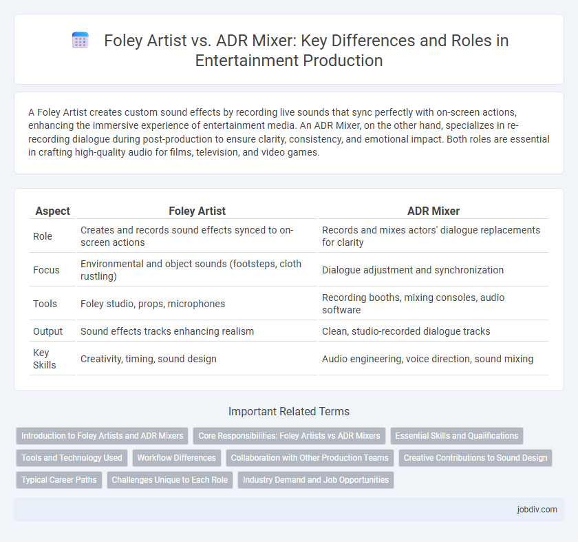 Foley Artist vs. ADR Mixer: Key Differences and Roles in Entertainment Production