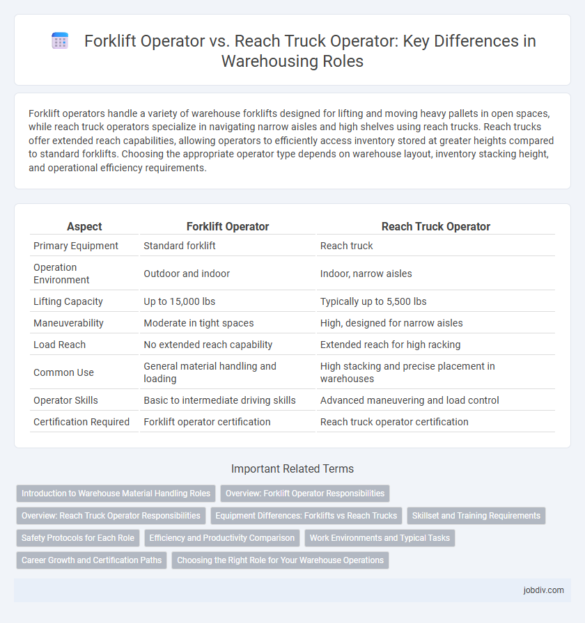 Forklift Operator vs. Reach Truck Operator: Key Differences in Warehousing Roles