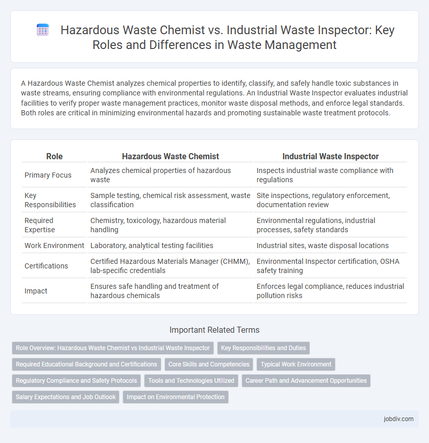 Hazardous Waste Chemist vs. Industrial Waste Inspector: Key Roles and Differences in Waste Management