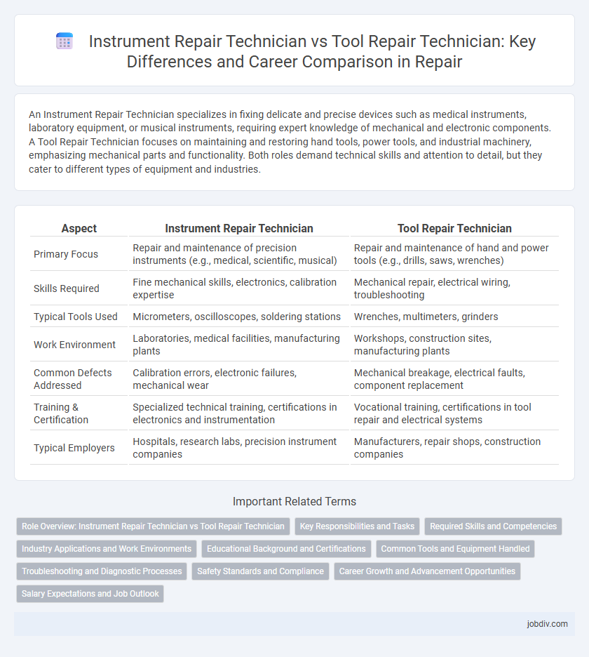 Instrument Repair Technician vs Tool Repair Technician: Key Differences and Career Comparison in Repair
