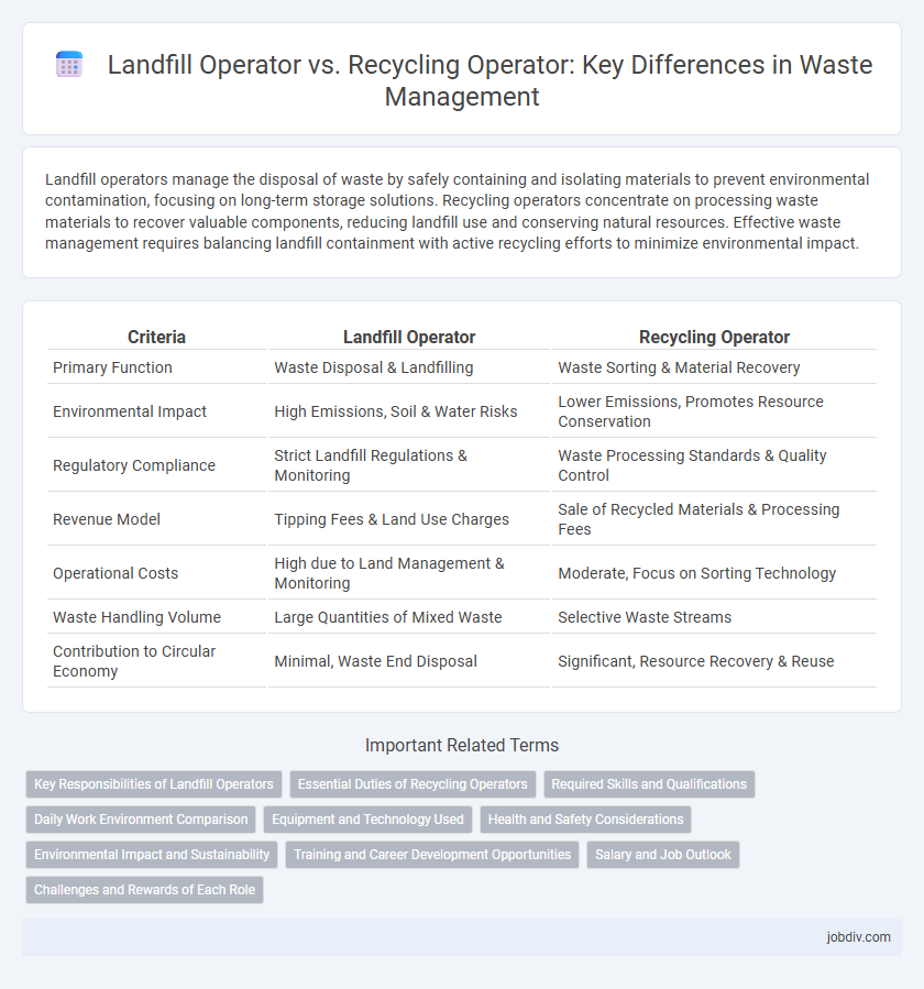 Landfill Operator vs. Recycling Operator: Key Differences in Waste Management