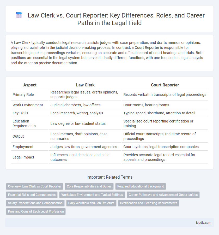 Law Clerk vs. Court Reporter: Key Differences, Roles, and Career Paths in the Legal Field