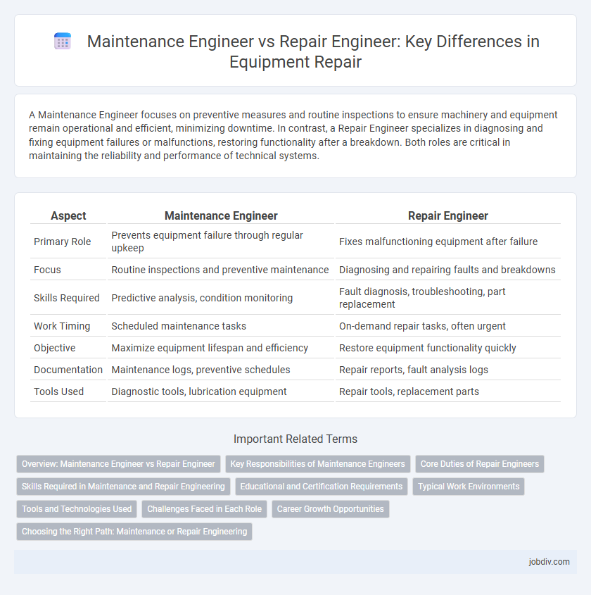 Maintenance Engineer vs Repair Engineer: Key Differences in Equipment Repair