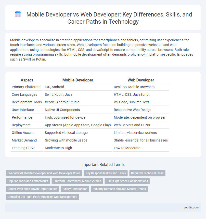 Mobile Developer vs Web Developer: Key Differences, Skills, and Career Paths in Technology