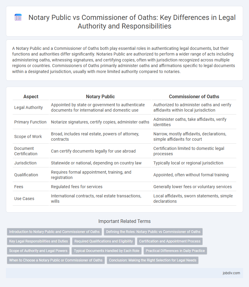 Notary Public vs Commissioner of Oaths: Key Differences in Legal Authority and Responsibilities