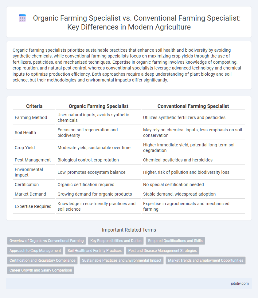 Organic Farming Specialist vs. Conventional Farming Specialist: Key Differences in Modern Agriculture