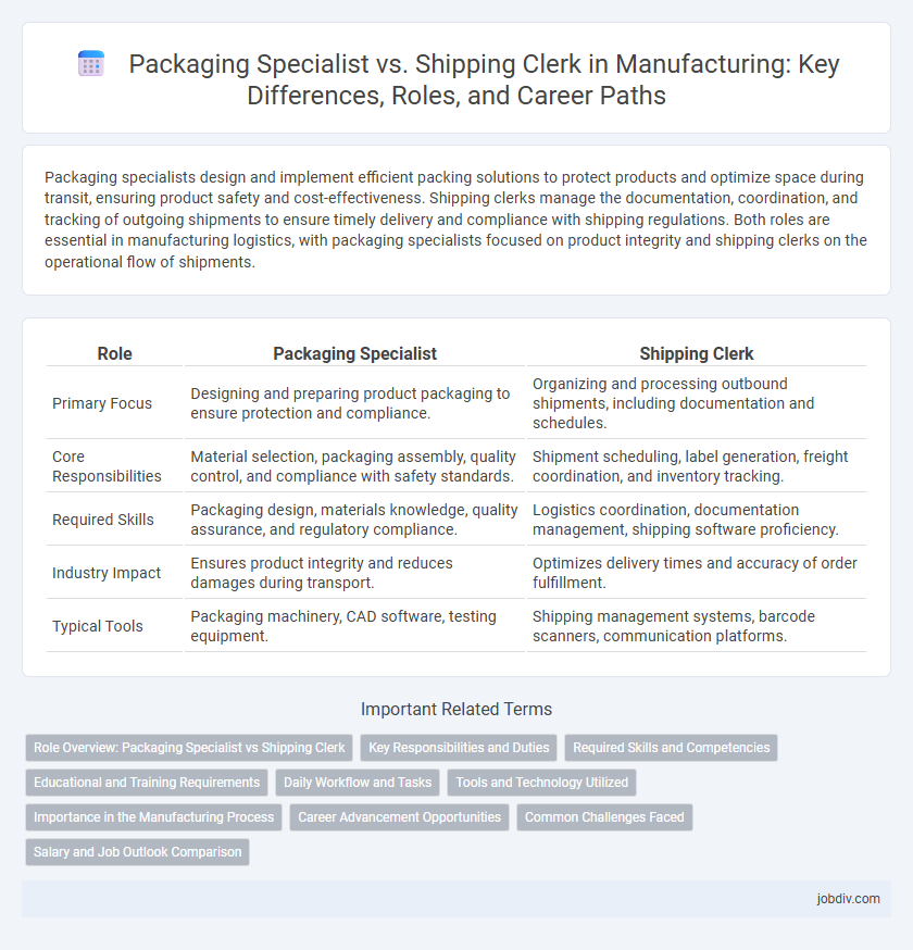 Packaging Specialist vs. Shipping Clerk in Manufacturing: Key Differences, Roles, and Career Paths