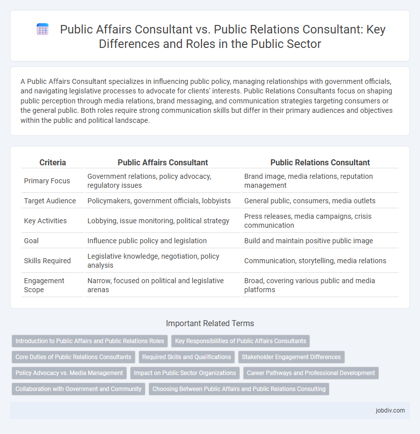 Public Affairs Consultant vs. Public Relations Consultant: Key Differences and Roles in the Public Sector