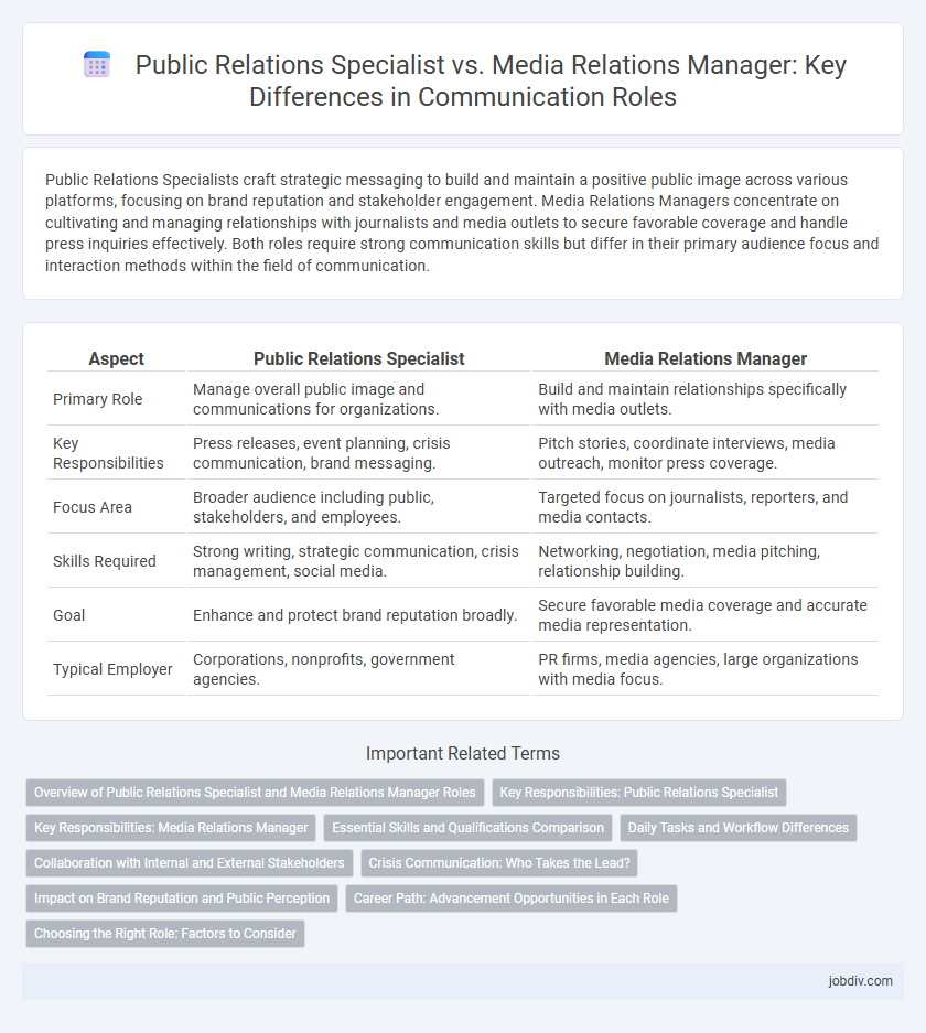 Public Relations Specialist vs. Media Relations Manager: Key Differences in Communication Roles