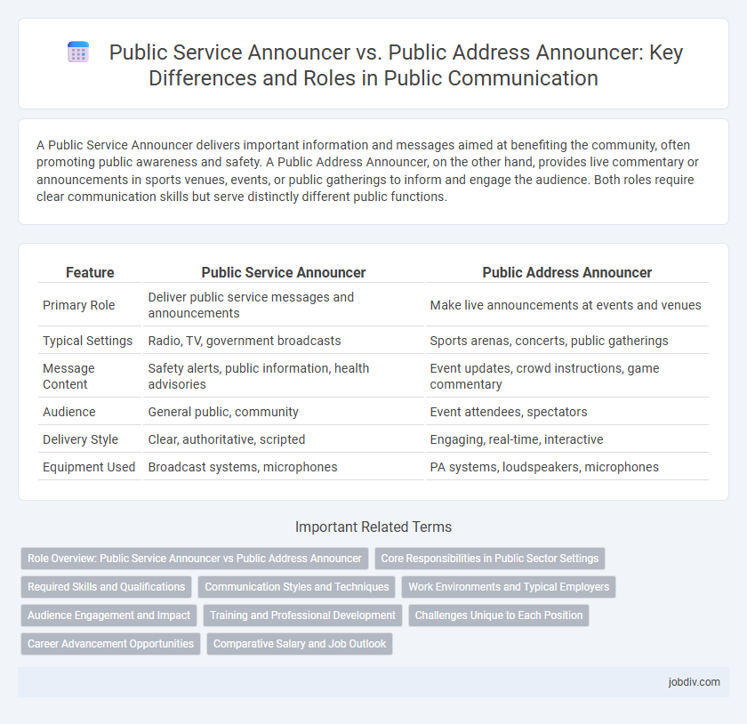 Public Service Announcer vs. Public Address Announcer: Key Differences and Roles in Public Communication