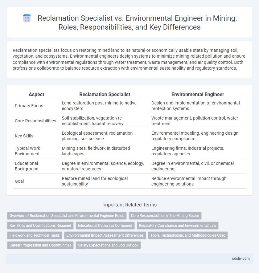 Reclamation Specialist vs. Environmental Engineer in Mining: Roles, Responsibilities, and Key Differences