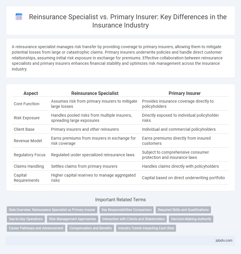 Reinsurance Specialist vs. Primary Insurer: Key Differences in the Insurance Industry