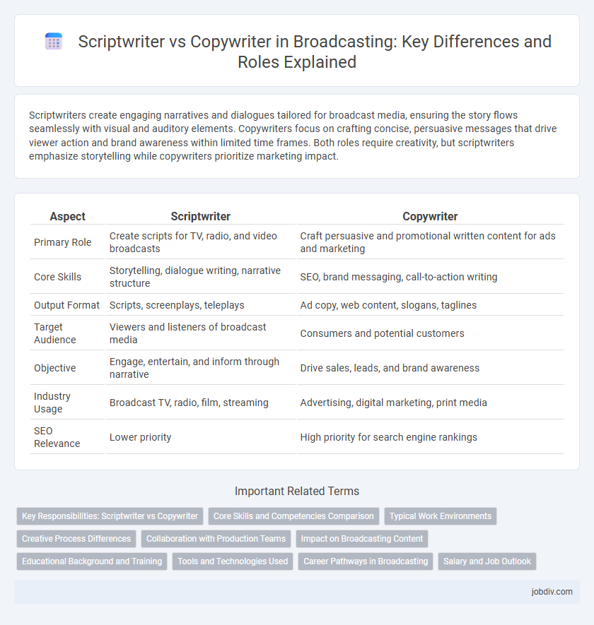 Scriptwriter vs Copywriter in Broadcasting: Key Differences and Roles Explained